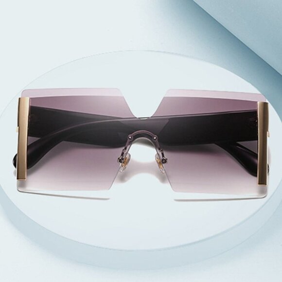 NEW Bold Geometric Rectangular Fashion Sunglasses With Case - Picture 5 of 16